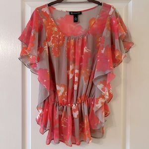 Great for work, coral, pink and white floral print